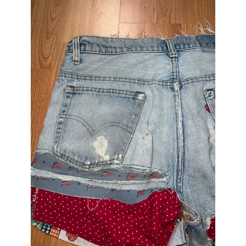 Womens Vintage Levi Jorts Patched Distressed Cutoff Shorts VTG Women Large - Picture 11 of 13